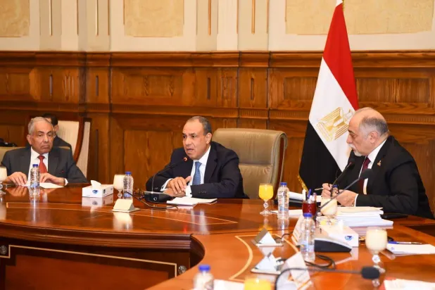 وزير الخارجية المصري بدر عبد العاطي خلال لقائه عدداً من أعضاء مجلس الشيوخ المصري الخميس (الخارجية المصرية)