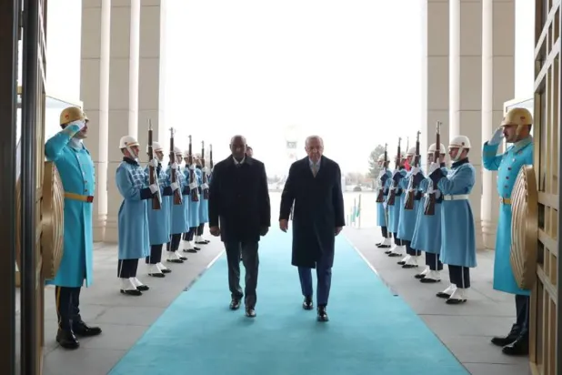 Cumhurbaşkanı Recep Tayyip Erdoğan, dün Ankara'da Sudan Egemenlik Konseyi Başkanı Abdülfettah el-Burhan ile görüşmesi sırasında (Türkiye Cumhurbaşkanlığı)