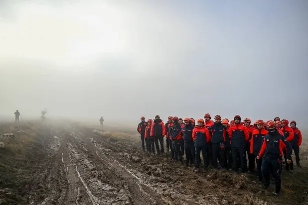 Turkish search and rescue team members arrive to the crash site of a jet carrying Libya's army chief of staff Mohammed Ali Ahmed Al-Haddad near Kesikkavak village, Türkiye, December 24, 2025. (Reuters)
