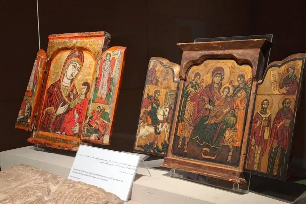 أيقونات قبطية ضمن المعرض الأثري بمناسبة أعياد الميلاد (متحف الحضارة المصرية)