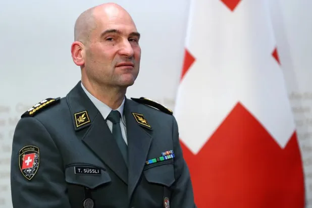 Lieutenant General Thomas Suessli, Chief of the Armed Forces of the Swiss Army, attends a news conference on the outbreak of the coronavirus disease (COVID-19) in Bern, Switzerland, March 16, 2020. Picture taken March 16, 2020. (Reuters)