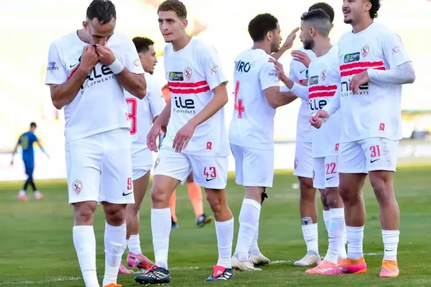 احتفالية لاعبي الزمالك بهدف ​ناصر منسي (نادي الزمالك)