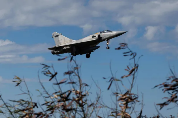 A Taiwan Air Force Mirage 2000 fighter jet takes off at Hsinchu Air Base in Hsinchu on December 29, 2025. (AFP)