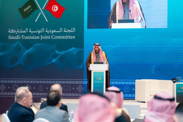 بندر الخريف وزير الصناعة والثروة المعدنية السعودي خلال كلمته في ملتقى الأعمال بالرياض (الشرق الأوسط)