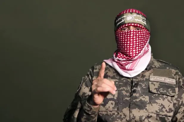 FILE Photo of Hamas now late spokesperson Abu Ubaida. (Screengrab from al-Qassam brigades video)
