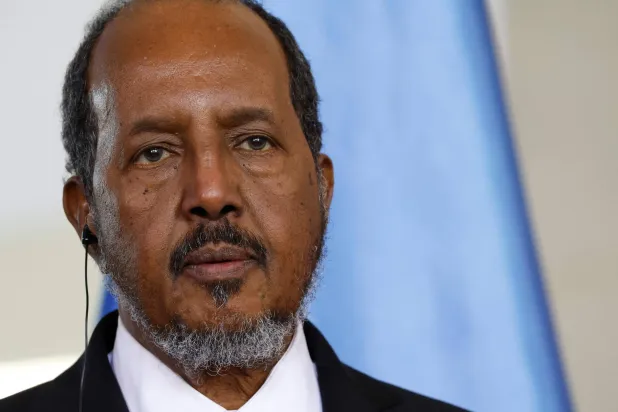  Somalia's President Hassan Sheikh Mohamud delivers a joint press conference with the German Chancellor after talks at the Chancellery in Berlin, on November 5, 2024. (AFP)