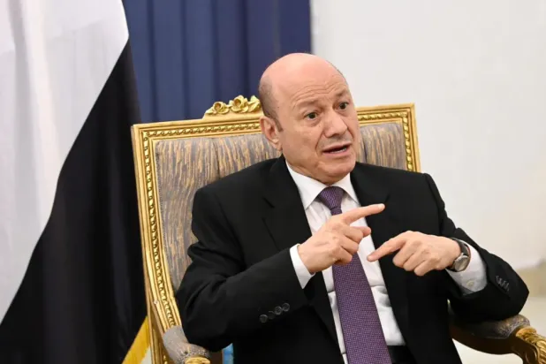 Dr. Rashad Al-Alimi during his interview with Asharq Al-Awsat (Yemeni Presidency)
