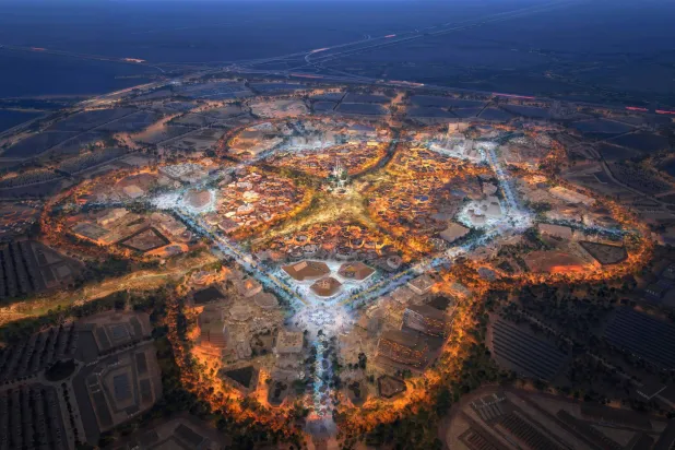 رسم تخيلي لمخطط «إكسبو 2030 الرياض» (الشرق الأوسط)