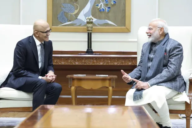 Microsoft CEO'su Satya Nadella, Başbakan Narendra Modi'yle ocak ayında Yeni Delhi'de görüşmüştü (Narendramodi.in)