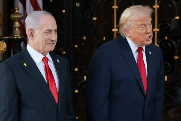 US President Donald Trump speaks next to Israeli Prime Minister Benjamin Netanyahu upon arrival for meetings at Trump's Mar-a-Lago club in Palm Beach, Florida, US, December 29, 2025. (Reuters)