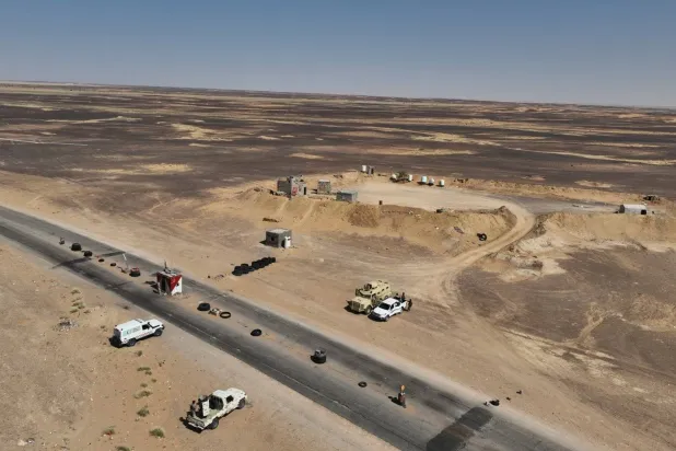 إحدى النقاط التي تتمركز فيها قوات «درع الوطن» في حضرموت (قوات درع الوطن)