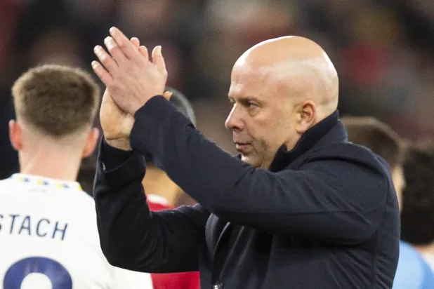 Arne Slot manager of Liverpooll reacts after the English Premier League match between Liverpool FC and Leeds United, in Liverpool, Britain, 01 January 2026.  EPA/PETER POWELL