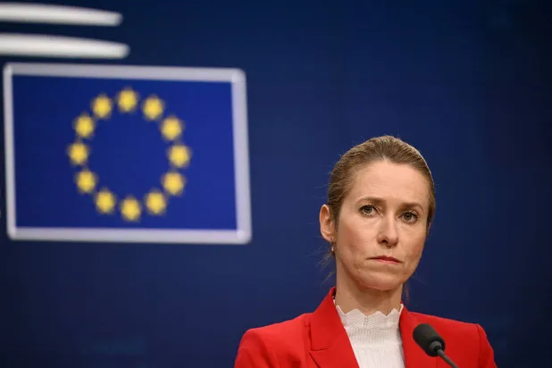 (FILES) EU Vice-President and High Representative for Foreign Affairs and Security Policy Kaja Kallas addresses a press confrence in Brussels on November 26, 2025. (Photo by Nicolas TUCAT / AFP)
