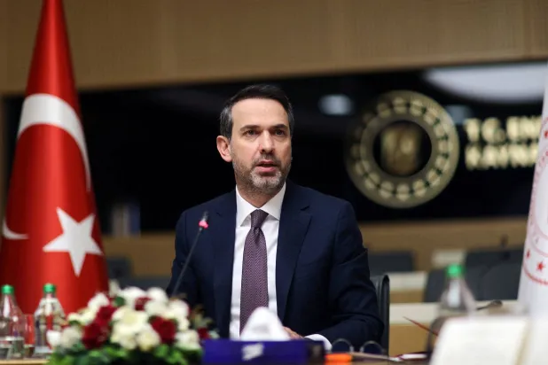 Türkiye's Energy Minister Alparslan Bayraktar talks during a meeting in Ankara, Türkiye, September 14, 2023. (Turkish Energy Ministry Press Office/PPO/Handout via Reuters)