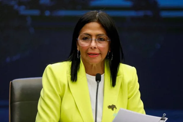 Venezuela's Vice-President and Oil Minister Delcy Rodriguez addresses the media in Caracas, Venezuela, March 10, 2025. (Reuters) 