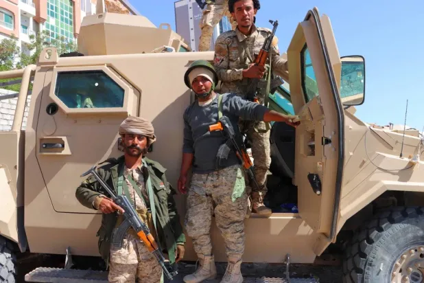 National Shield forces in Hadhramaut. (Reuters)