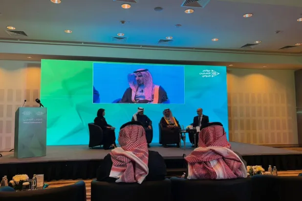 جانب من المؤتمر الصحافي الذي عُقد في الرياض للحديث عن النسخة الخامسة من «مؤتمر مستقبل التعدين» (الشرق الأوسط)