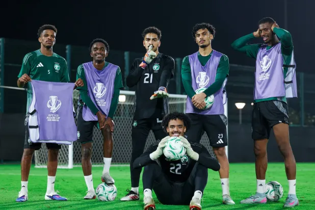 لاعبو الأخضر خلال التحضيرات (الاتحاد السعودي)