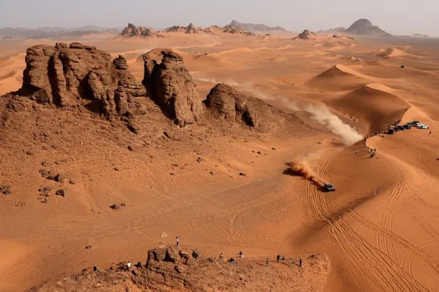 Rallying - Dakar Rally - Stage 2 - Yanbu to AlUla - Yanbu, Saudi Arabia - January 5, 2026 General view of Ford Racing's Mitch Guthrie and Kellon Walch in action during stage 2. (Reuters)