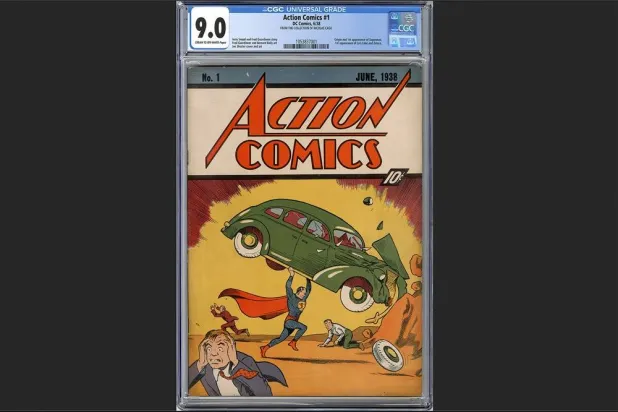  This photo shows Action Comics #1, Wednesday, Jan. 7, 2026, in New York, a copy of a rare comic book that introduced the world to Superman which has been sold for a record $15 million. (Andrew Wilson/Metropolis Collectibles Inc. via AP) 
