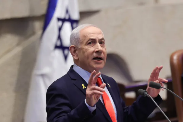 Israeli Prime Minister Benjamin Netanyahu speaks during a debate initiated by the opposition as part of a plenary session in the Knesset, the Israeli parliament, in Jerusalem, 05 January 2026. (EPA)