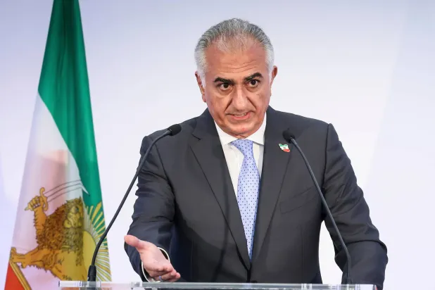 FILE - Reza Pahlavi, the son of Iran's toppled Shah Mohammad Reza Pahlavi, speaks during a news conference, June 23, 2025 in Paris. (AP Photo/Thomas Padilla, File)
