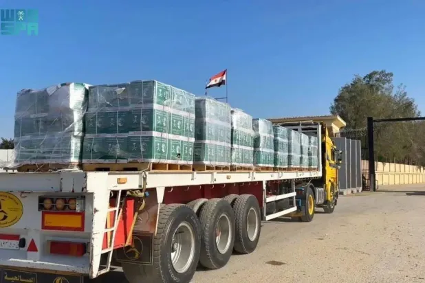 The latest KSrelief convoy was carrying food baskets for the people of Gaza. (SPA)
