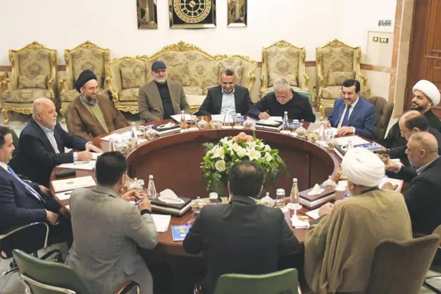 قادة «الإطار التنسيقي» وقعوا على بيان لإعلانهم الكتلة الأكثر عدداً في البرلمان العراقي الجديد (واع)