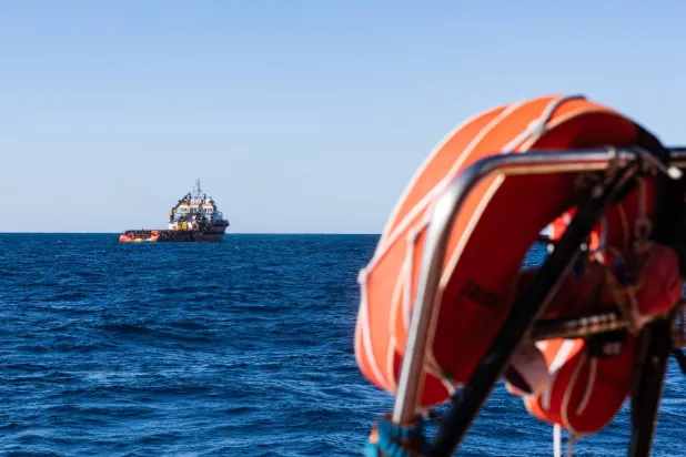 This photograph shows the oil tanker the "Maridive 703" sailing in the search-and-rescue zone of the international waters between Malta and Tunisia, on December 31, 2025. (AFP)