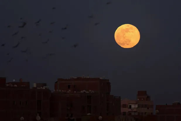 The Wolf Moon, the first supermoon of 2026, lights up the night sky in Cairo, Egypt, January 3, 2026. REUTERS/Mohamed Abd El Ghany
