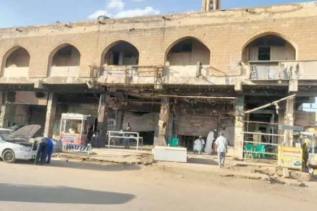 File Photo: Some shops reopen despite extensive damage (Asharq Al-Awsat)
