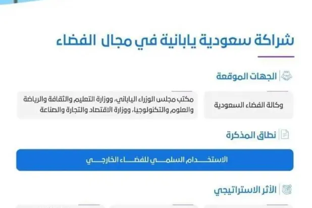 The Saudi Space Agency signed a memorandum of cooperation with the Japanese government on the peaceful use of outer space. (SPA)