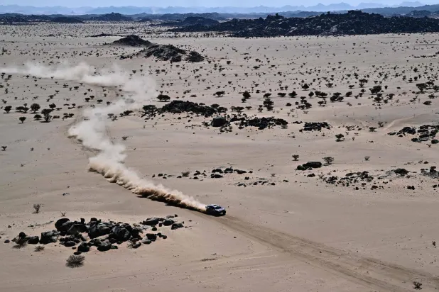  Ford Racing's Spanish driver Nani Roma and Spanish co-pilot Alex Haro compete in Stage 8 of the 48th edition of the Dakar Rally 2026, in Saudi Arabia on January 12, 2026. (AFP) 