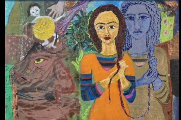 المعرض تضمن لوحات تحمل العديد من الرموز التاريخية (بيت السناري)