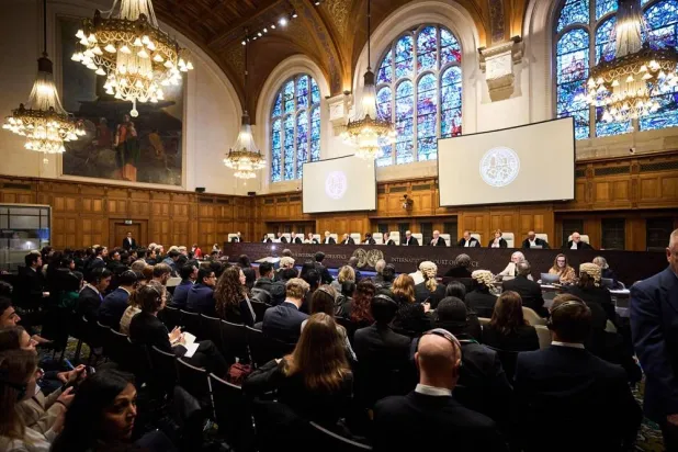 A view of the courtroom during the first hearing in which Myanmar is accused of committing genocide against the country's Muslim minority, the Rohingya, at the International Court of Justice in The Hague, The Netherlands, 12 January 2026. (EPA)