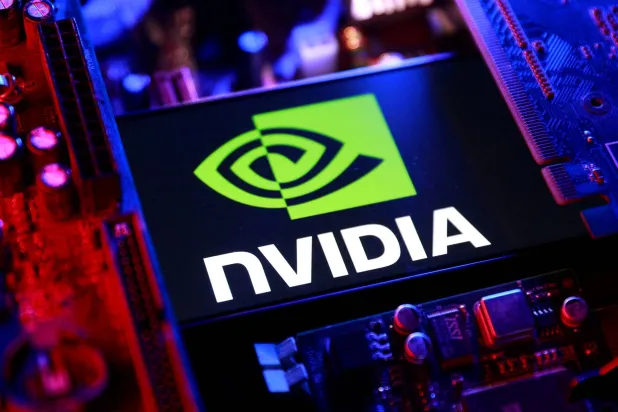 An Nvidia logo and a computer motherboard appear in this illustration taken August 25, 2025. (Reuters)