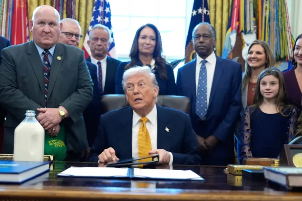 President Donald Trump speaks in the Oval Office of the White House, Wednesday, Jan. 14, 2026, in Washington. (AP Photo/Alex Brandon)