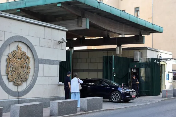 A car of the British ambassador drives out of the embassy in Moscow, Russia [File: Evgenia Novozhenina/Reuters]
