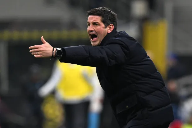 Football - Serie A - Inter Milan v Napoli - San Siro, Milan, Italy - January 11, 2026 Inter Milan coach Cristian Chivu reacts. (Reuters)