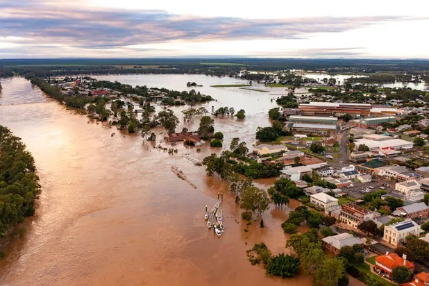 Brisbane was inundated after the river running through the city burst its banks. Pic: AP
