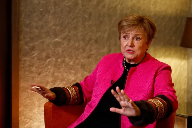 International Monetary Fund (IMF) Managing Director Kristalina Georgieva speaks during an interview with Reuters, amid Russia's attack on Ukraine, in Kyiv, Ukraine January 15, 2026. REUTERS/Valentyn Ogirenko