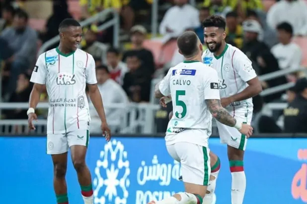 الغنام لحظة احتفاله بالهدف (نادي الاتفاق)