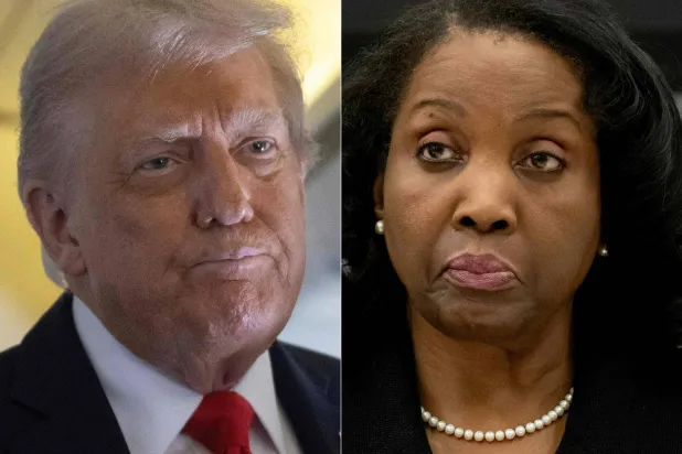 صورة مركبة للرئيس دونالد ترمب والمحافظة ليزا كوك (أ.ف.ب)