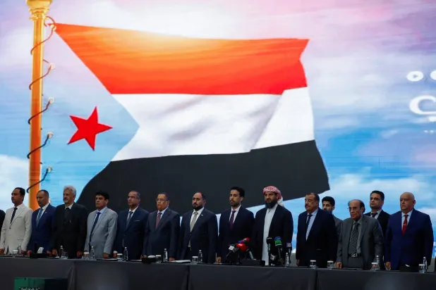 Yemeni officials are seen at the consultative meet in in Riyadh on Sunday. (Reuters)