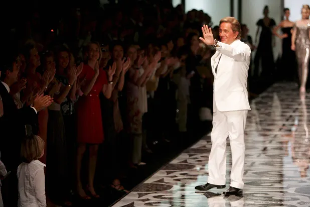 Italian fashion designer Valentino Garavani celebrates 45 years in the fashion business as his latest haute couture line makes its debut at the "Complesso Monumentale di Borgo Santo Spirito in Sassia", in Rome, Italy, on 07 July 2007. (EPA)