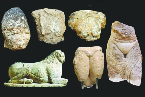 تماثيل مهشّمة من قصر المَشتى الأموي