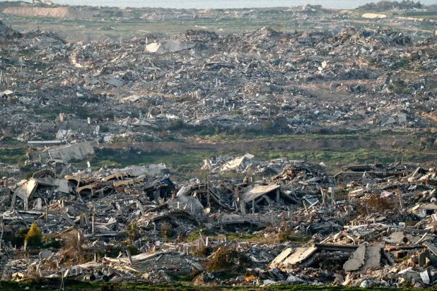 Destroyed buildings in Gaza, as seen from Israel, January 20, 2026. (Reuters)