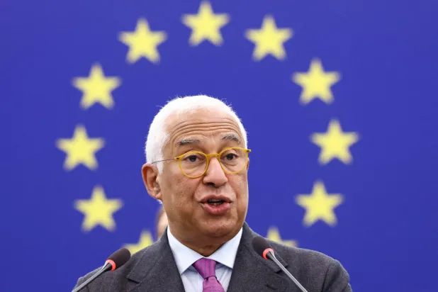European Council President Antonio Costa addresses the EU Parliament in Strasbourg, France, January 21, 2026. (Reuters)