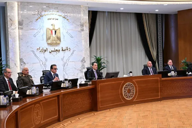 مدبولي خلال ترؤسه الاجتماع الأسبوعي للحكومة المصرية (رئاسة مجلس الوزراء)