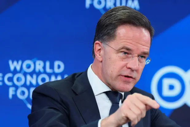 NATO Genel Sekreteri Mark Rutte, İsviçre'nin Davos kentinde düzenlenen 56. Dünya Ekonomik Forumu toplantısında (Reuters)